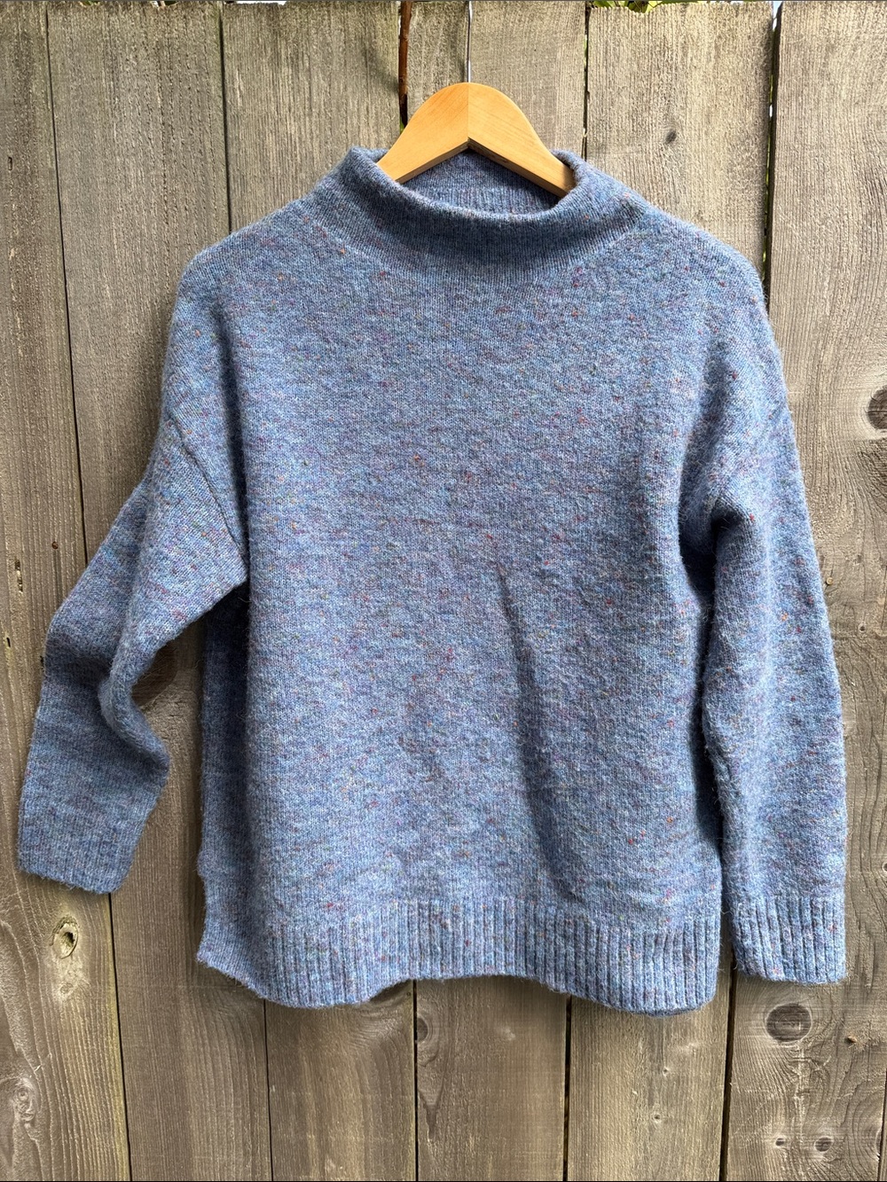 Well Worn Heathered Blue Mock Neck Sweater